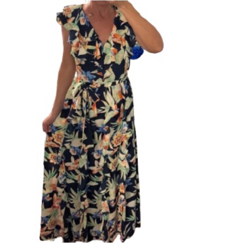 NWT  Ralph Lauren Floral Ruffle   Maxi Dress